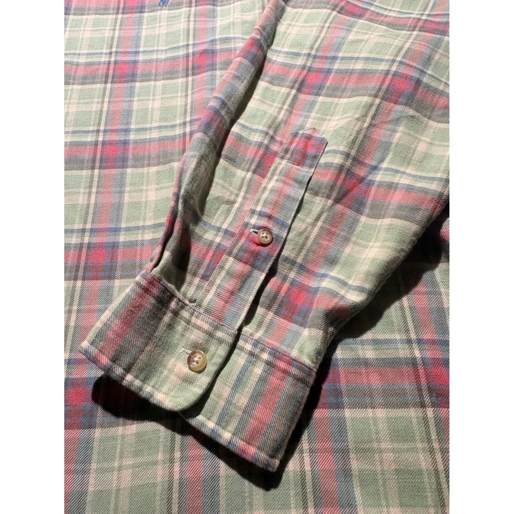 Ralph Lauren Mens 4XB Classic Fit Plaid Flannel Button Down Shirt Green Red New
